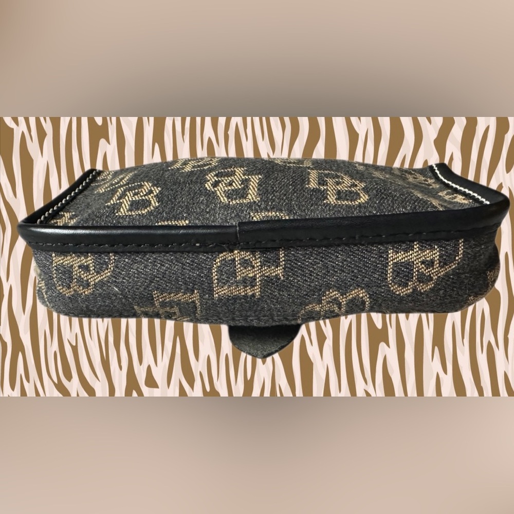 Dooney & Bourke Vintage Black Denim Monogram Flap Wristlet - Picture 10 of 12